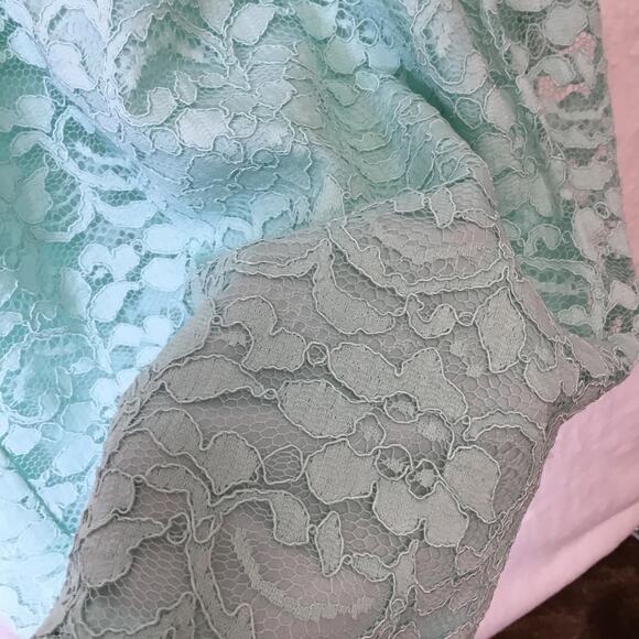 David’s Bridal Teal Short Strapless Lace Dress - Picture 7 of 16